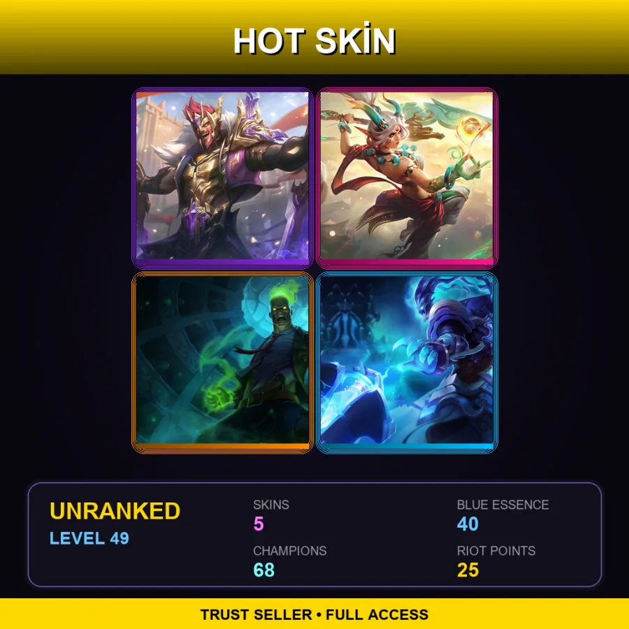 VN | Lv49 | Unranked | 5 Skin | 68 Champ — LoL account