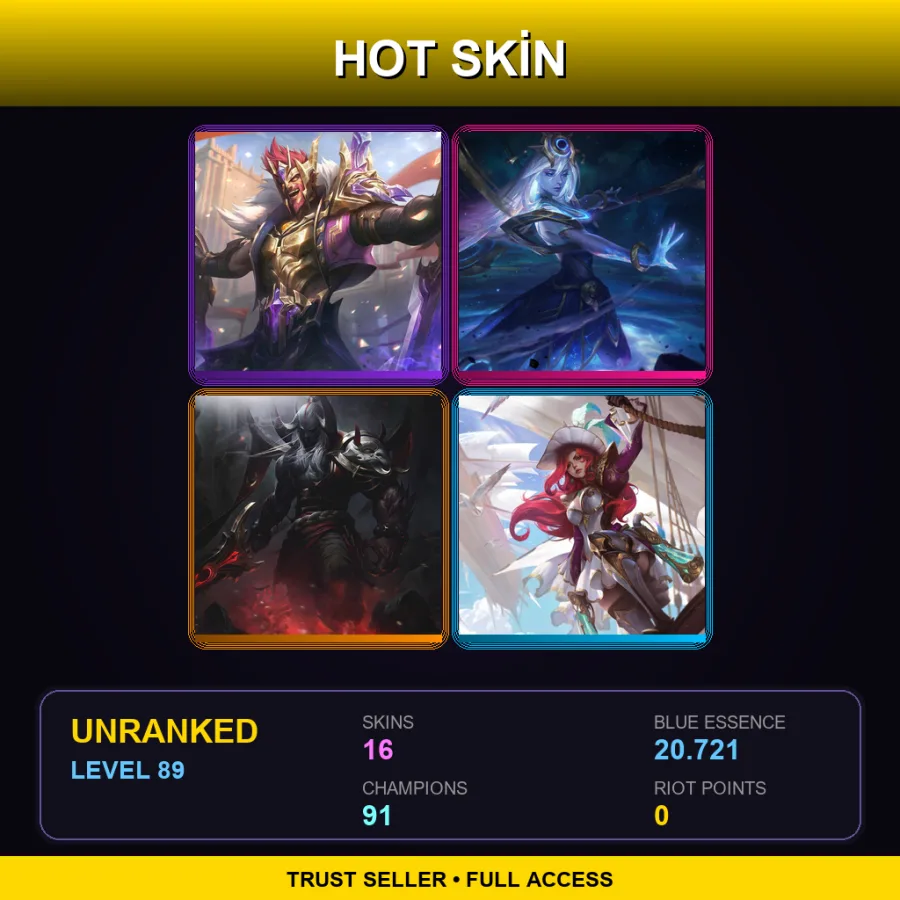 EUNE | Lv89 | Unranked | 16 Skin | 91 Champ