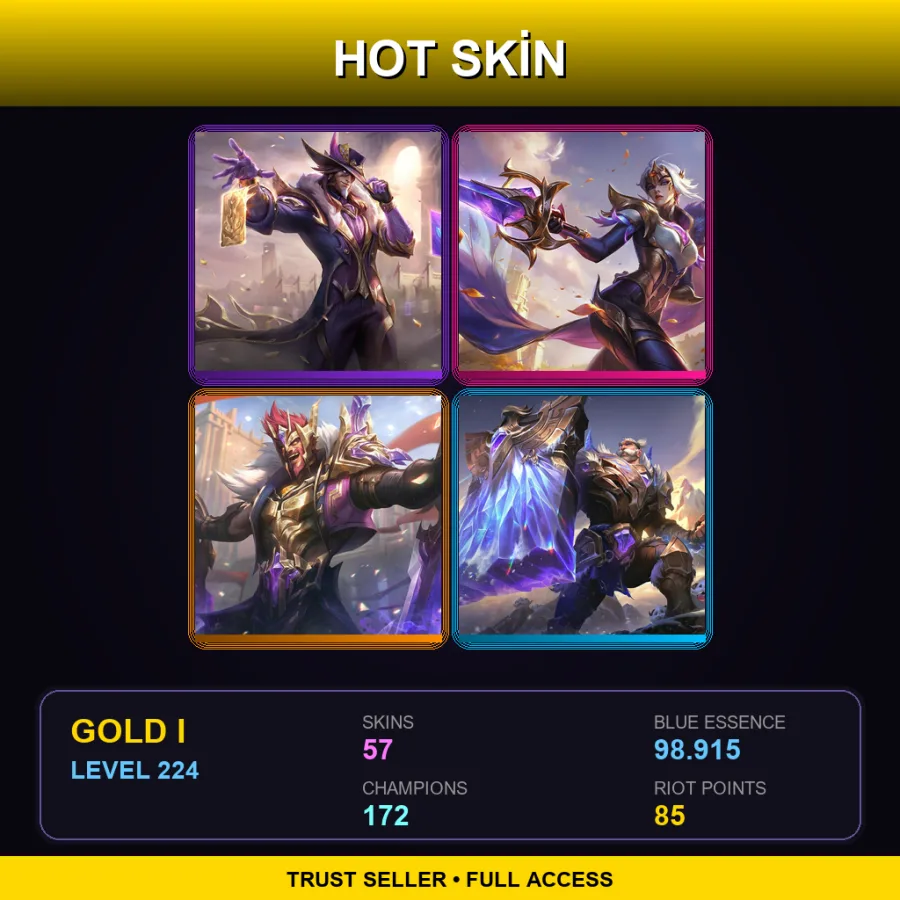 EUNE | Lv224 | Gold I | 57 Skin | 172 Champ