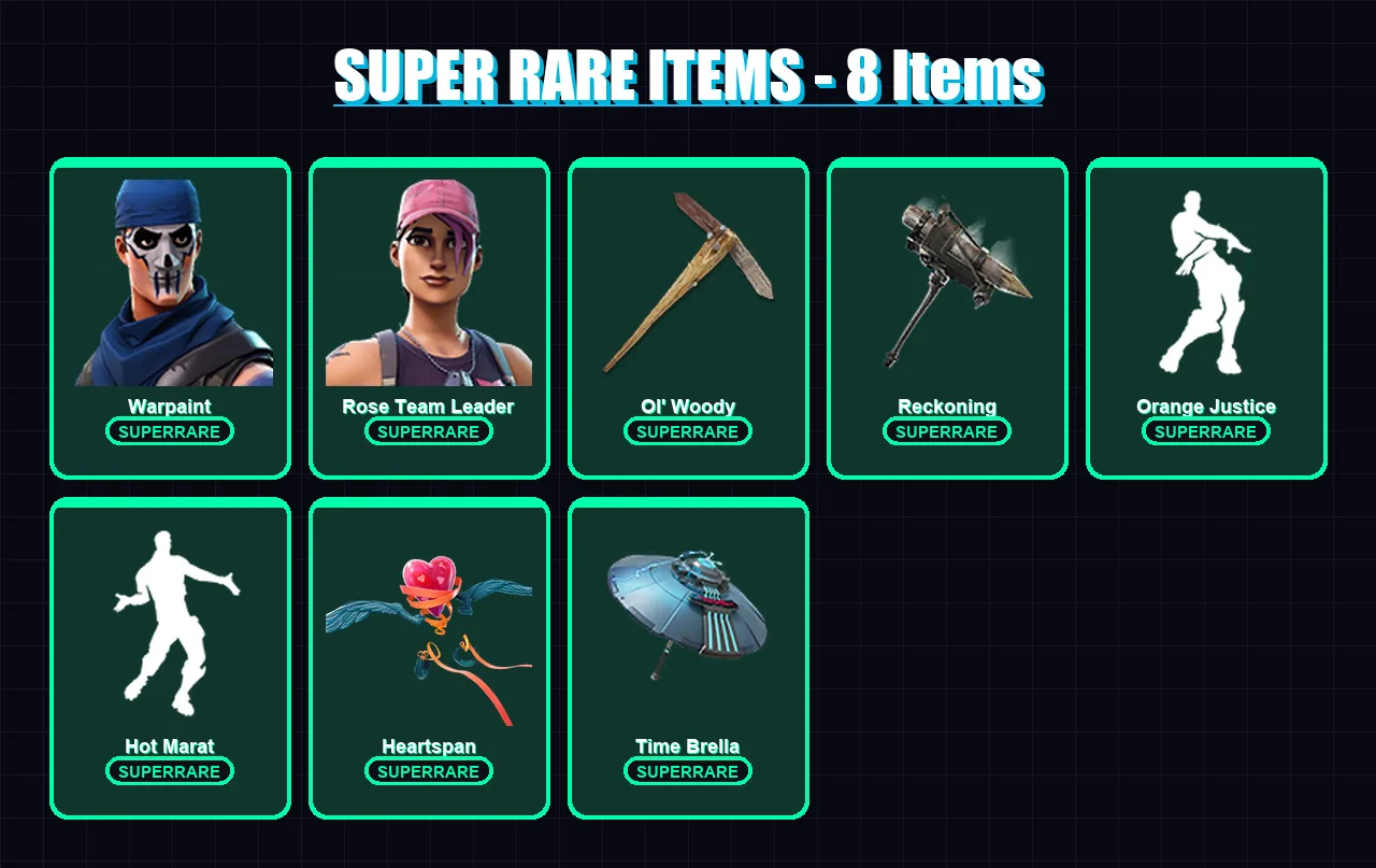 [PC/XBOX/PSN] | Warpaint | Rose Team Leader | Enforcer | Lynx | Omega | 89 skin | 100 pickaxe | 102 emote | 106 glider | Lv1464