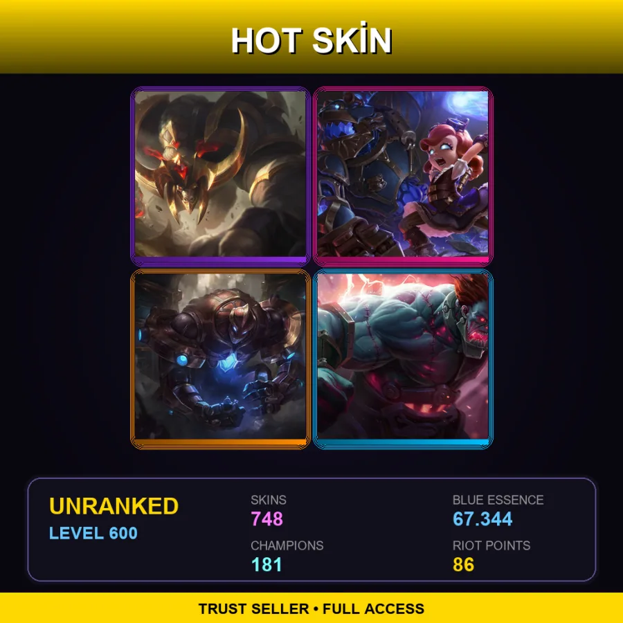 NA | Lv600 | Unranked | 748 Skin | 181 Champ — Unranked / Smurf League of Legends