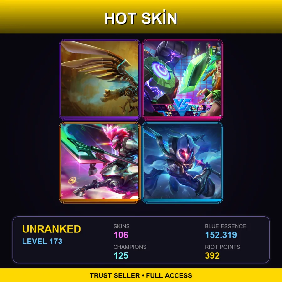 EUW | Lv173 | Unranked | 106 Skin | 125 Champ