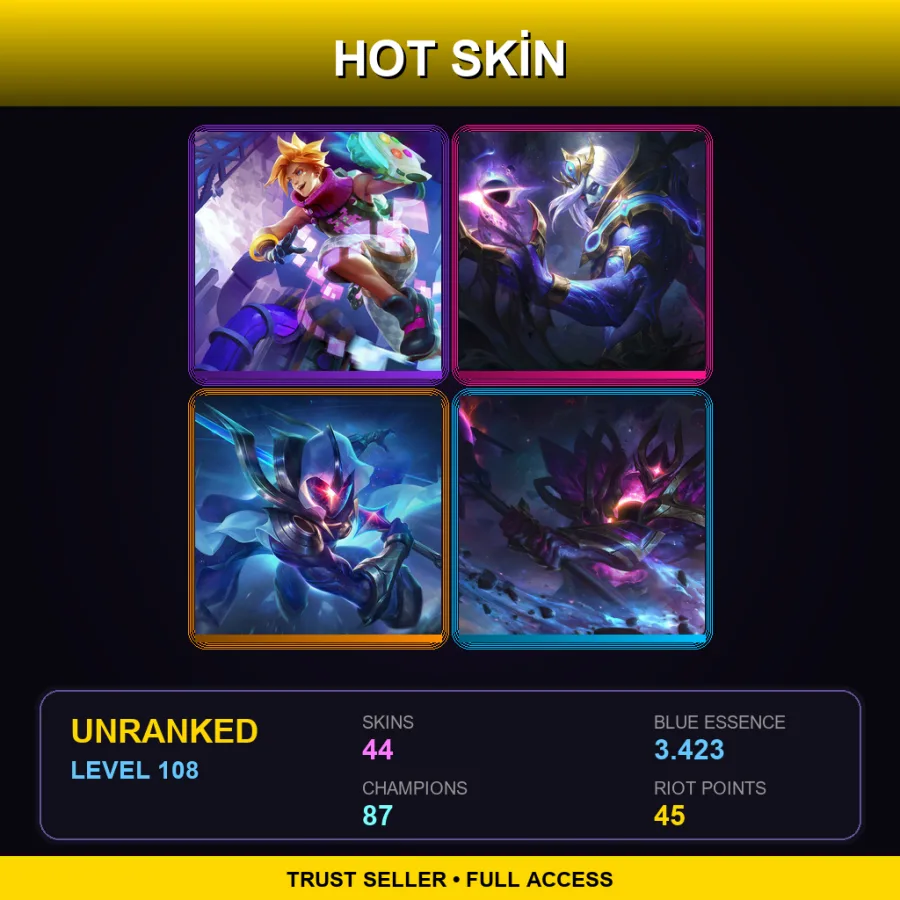EUNE | Lv108 | Unranked | 44 Skin | 87 Champ