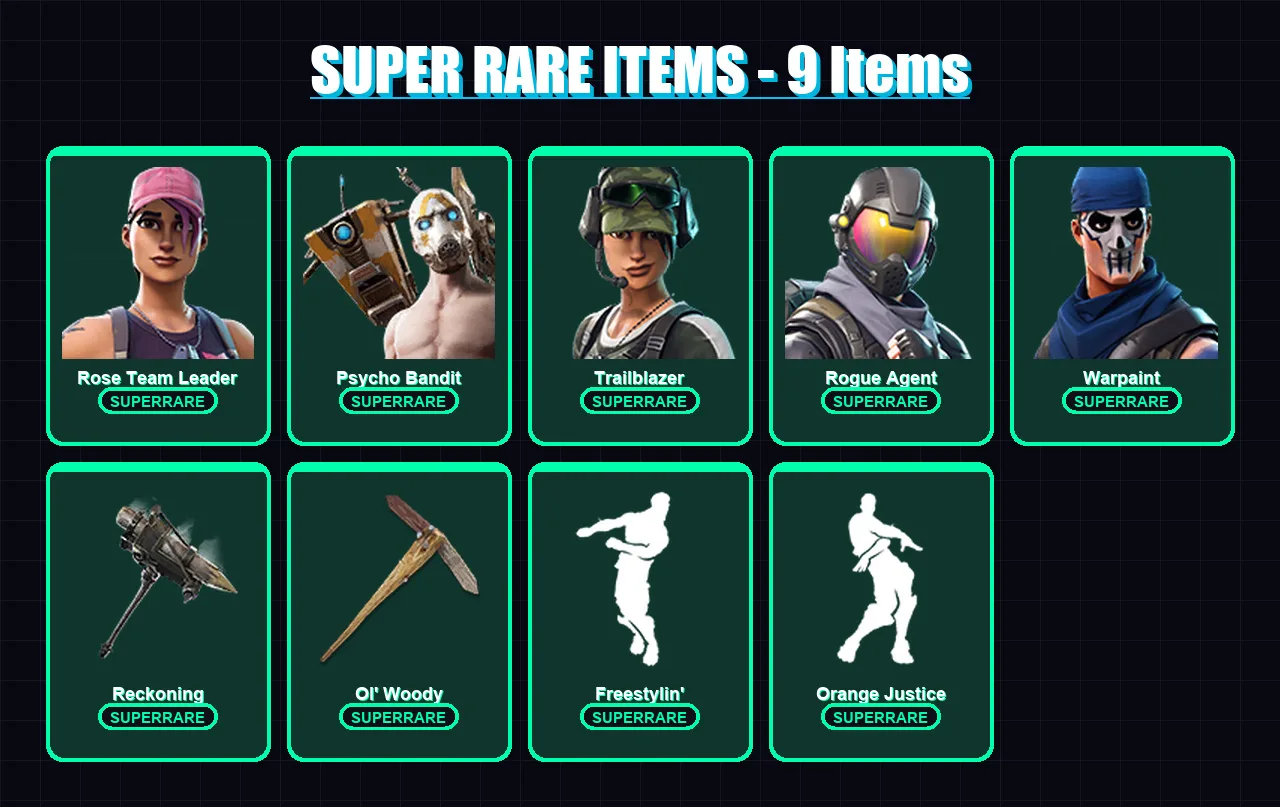 [PC/PSN] | Rose Team Leader | Psycho Bandit | Trailblazer | Rogue Agent | Warpaint | 76 skin | 55 pickaxe | 86 emote | 67 glider | Lv682