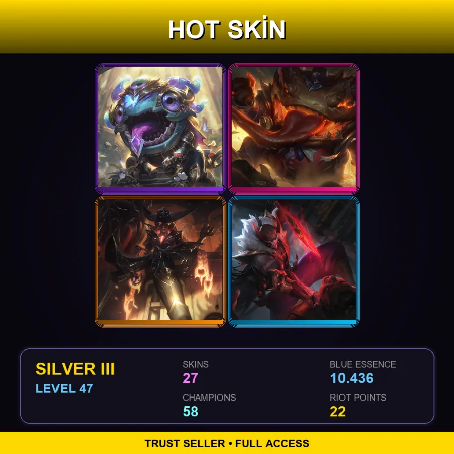 ME | Lv47 | Silver III | 27 Skin | 58 Champ — LoL account