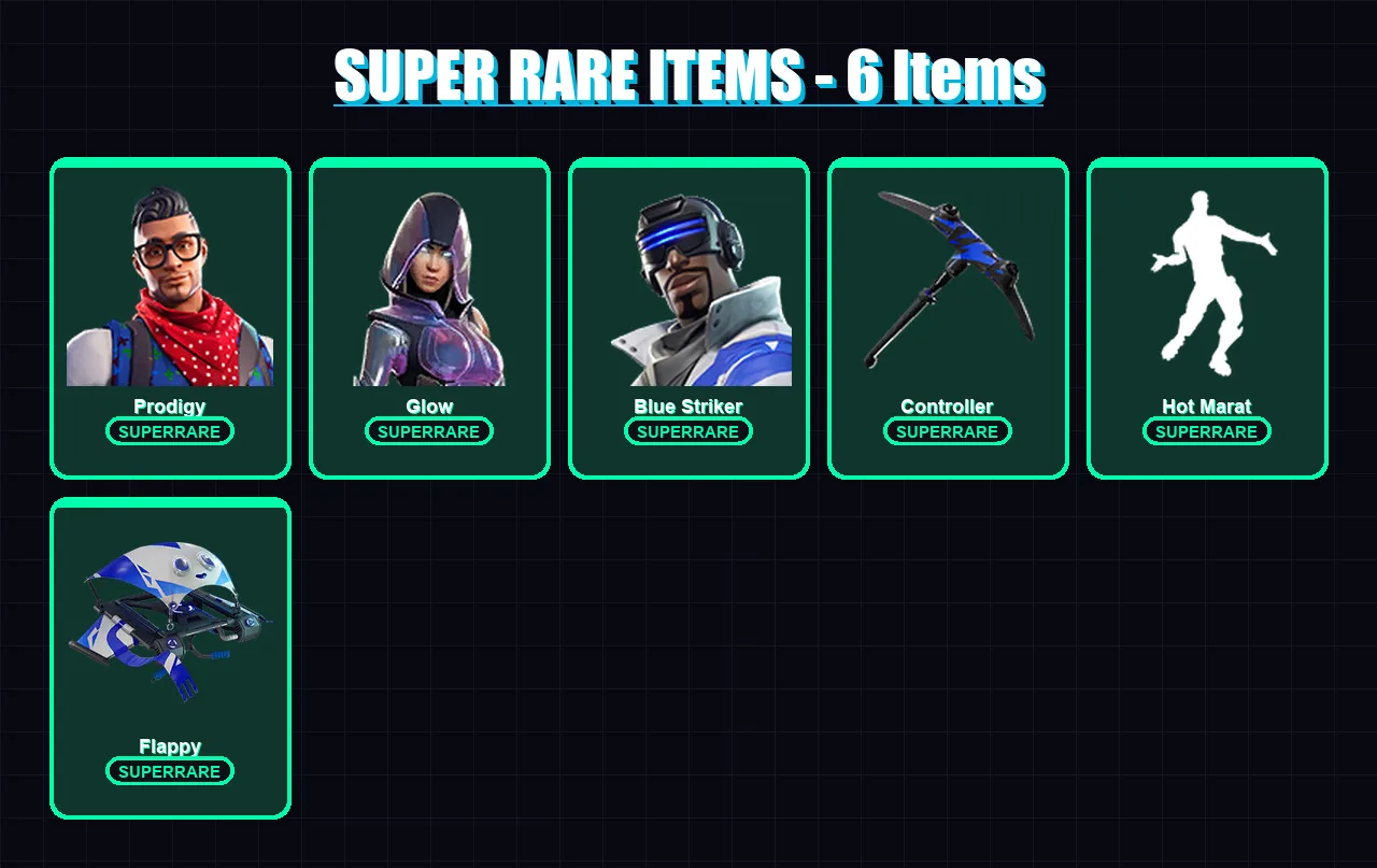 [PS4/PS5/XBOX/PC] | Prodigy | Glow | Blue Striker | Blackheart | The Ice King | 41 skin | 50 pickaxe | 53 emote | 57 glider | Lv1054 — Fortnite account