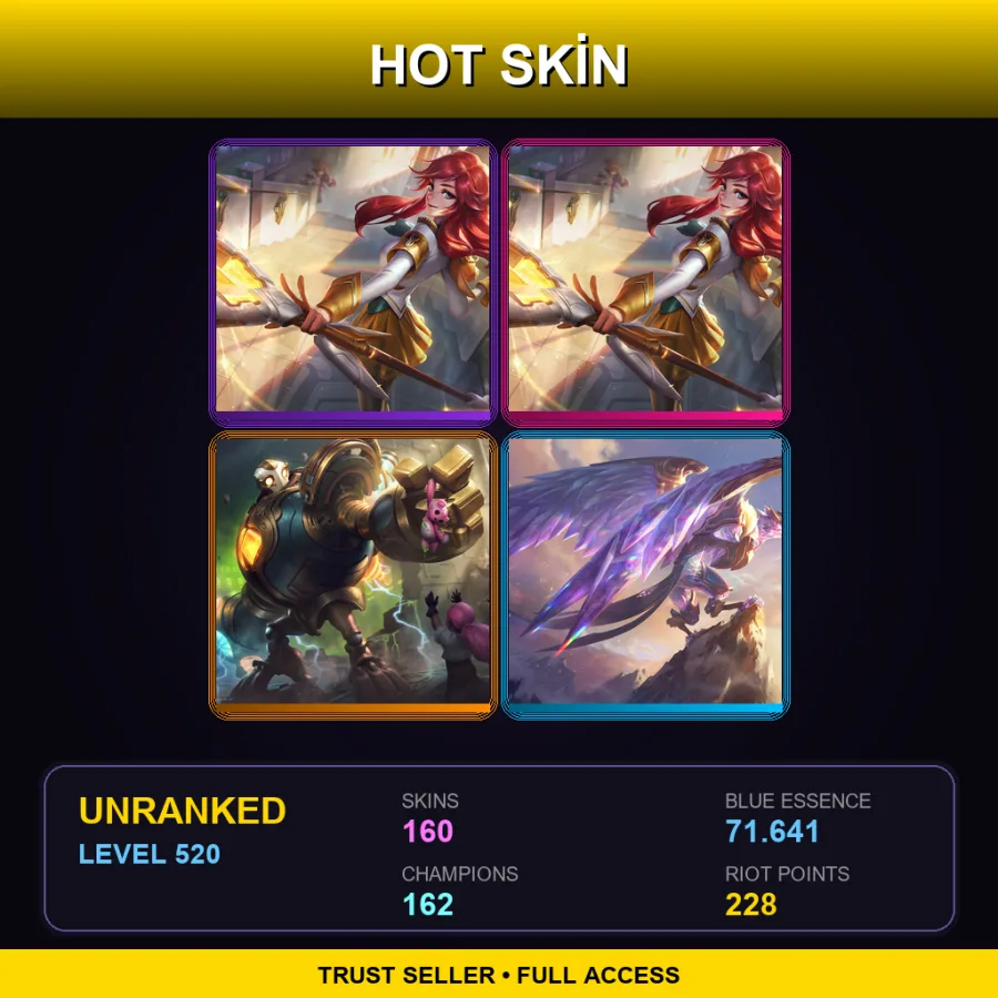 EUNE | Lv520 | Unranked | 160 Skin | 162 Champ