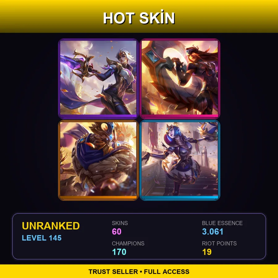 VN | Lv145 | Unranked | 60 Skin | 170 Champ