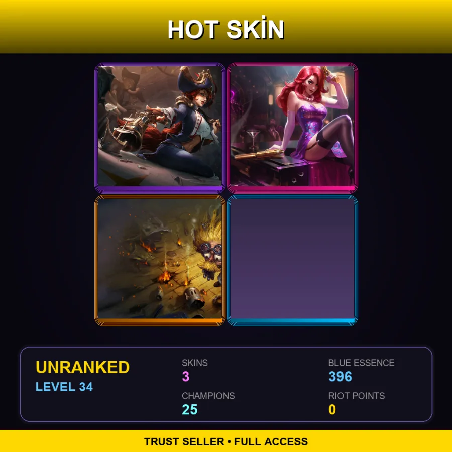 EUW | Lv34 | Unranked | 3 Skin | 25 Champ