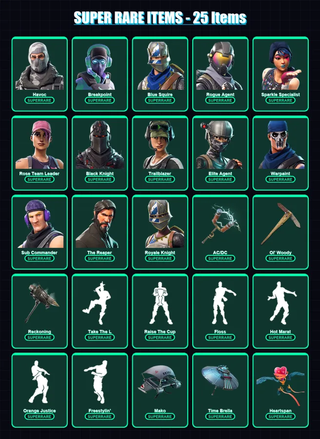 [PC/PSN] | Havoc | Breakpoint | Blue Squire | Rogue Agent | Sparkle Specialist | 101 skin | 71 pickaxe | 91 emote | 92 glider | Lv1170 — Fortnite account