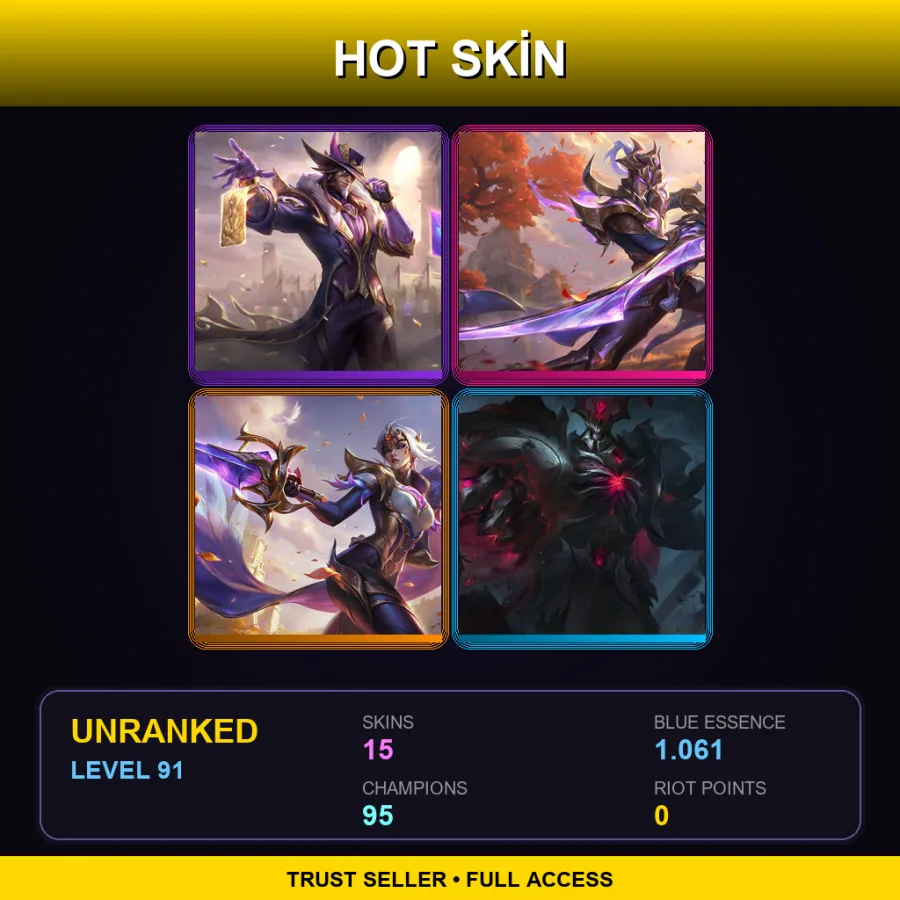 EUNE | Lv91 | Unranked | 15 Skin | 95 Champ — LoL account