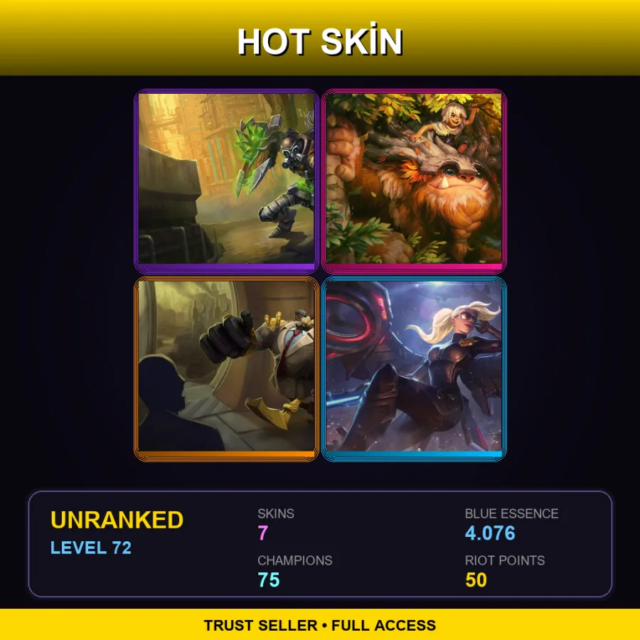 EUNE | Lv72 | Unranked | 7 Skin | 75 Champ