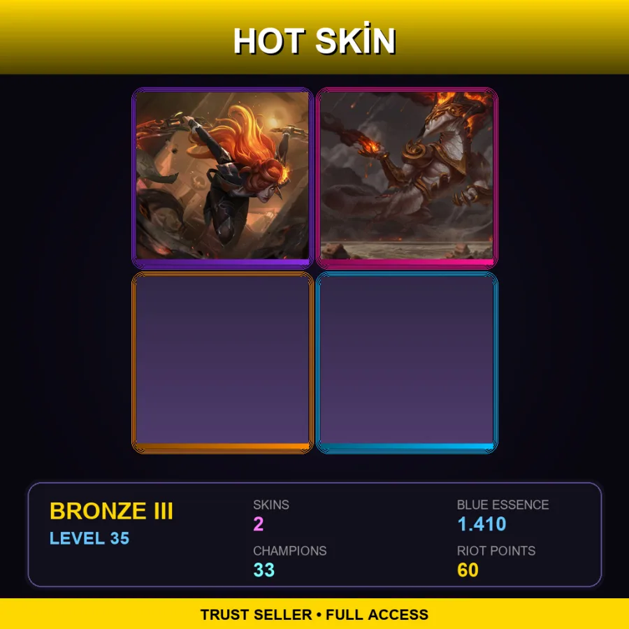 EUW | Lv35 | Bronze III | 2 Skin | 33 Champ
