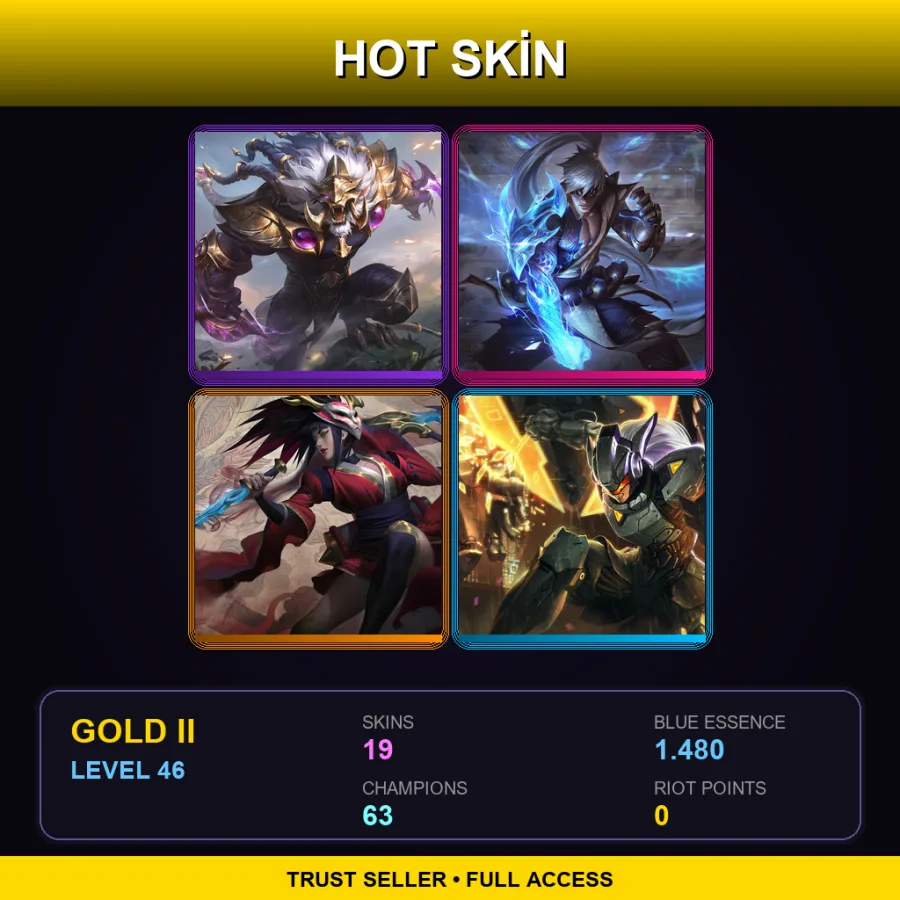 EUNE | Victorious Rengar | Storm Dragon Lee Sin | Blood Moon Akali | PROJECT: Leona | 19 Skin | 63 Champ | Gold II | Lv46