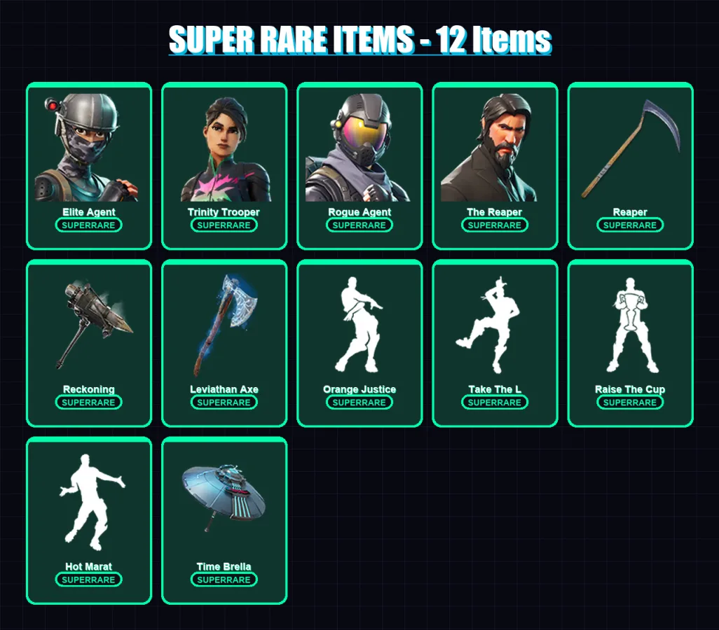 [PC/PSN] | Elite Agent | Trinity Trooper | Rogue Agent | The Reaper | Ragnarok | 204 skin | 188 pickaxe | 169 emote | 144 glider | Lv2242 — Fortnite account