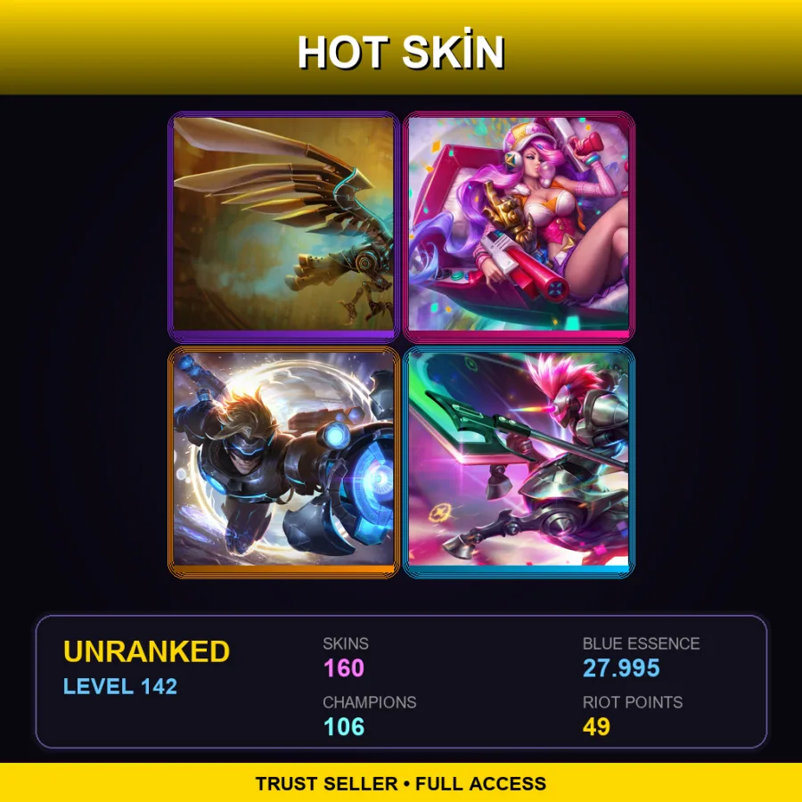 LAN | Lv142 | Unranked | 160 Skin | 106 Champ