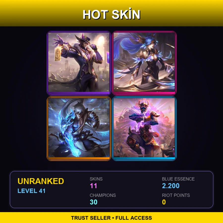 EUW | Lv41 | Unranked | 11 Skin | 30 Champ — LoL account