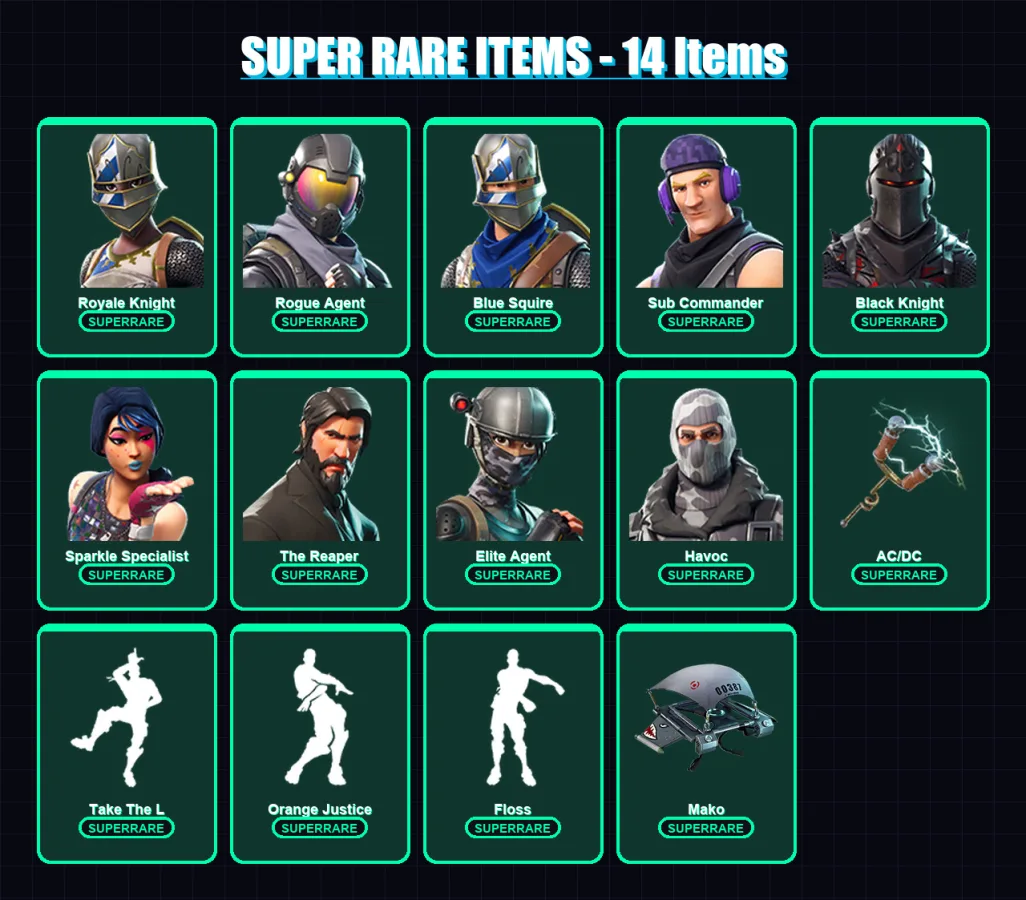 [PC/XBOX/PSN] | Royale Knight | Rogue Agent | Blue Squire | Sub Commander | Black Knight | 22 skin | 23 pickaxe | 31 emote | 29 glider | Lv408 — Fortnite account