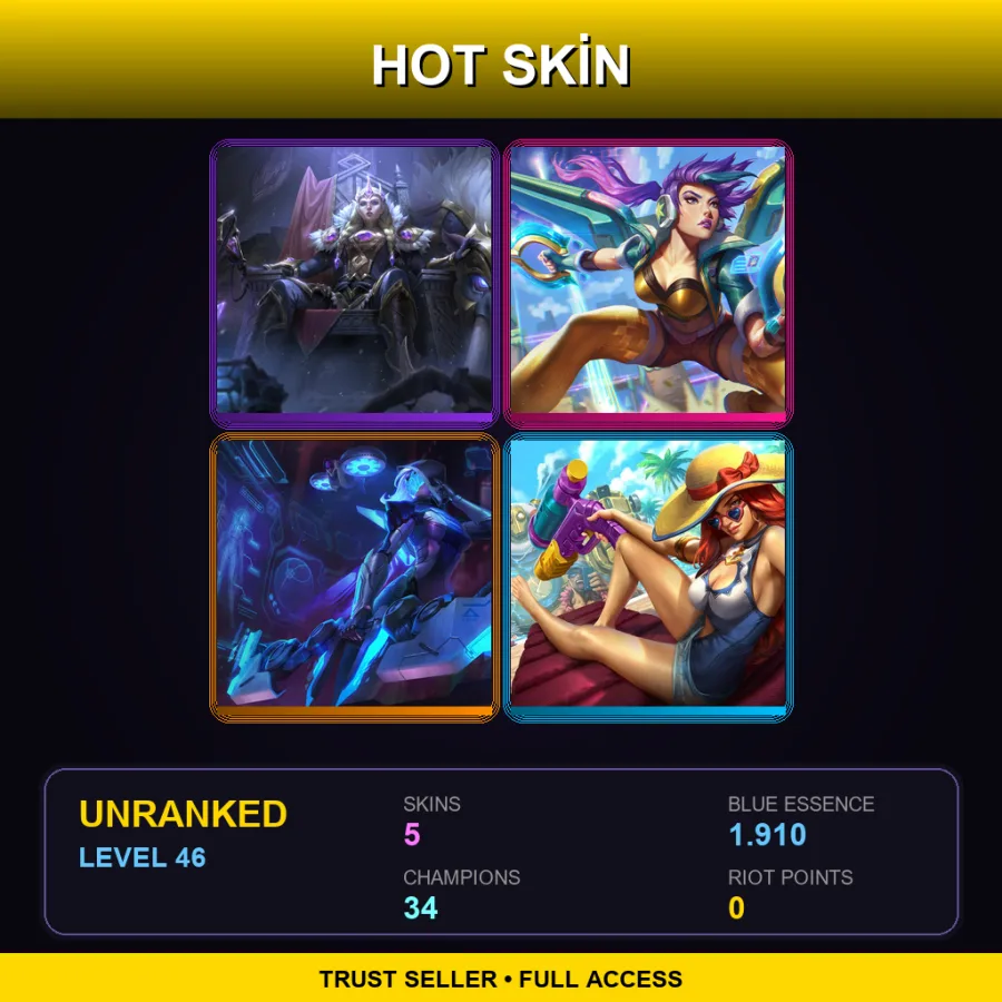 TR | Lv46 | Unranked | 5 Skin | 34 Champ