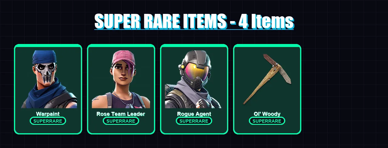 [PC/PSN] | Warpaint | Rose Team Leader | Rogue Agent | Carbide | Paradigm (Reality-659) | 11 skin | 18 pickaxe | 18 emote | 18 glider | Lv170