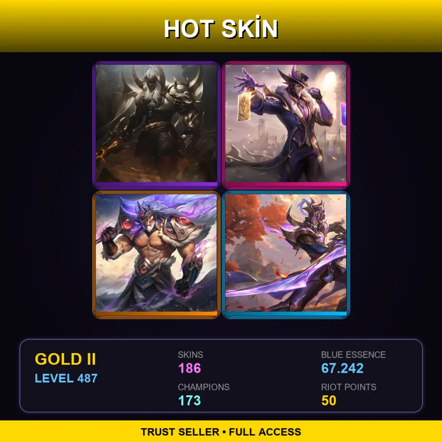 TR | Lv487 | Gold II | 186 Skin | 173 Champ