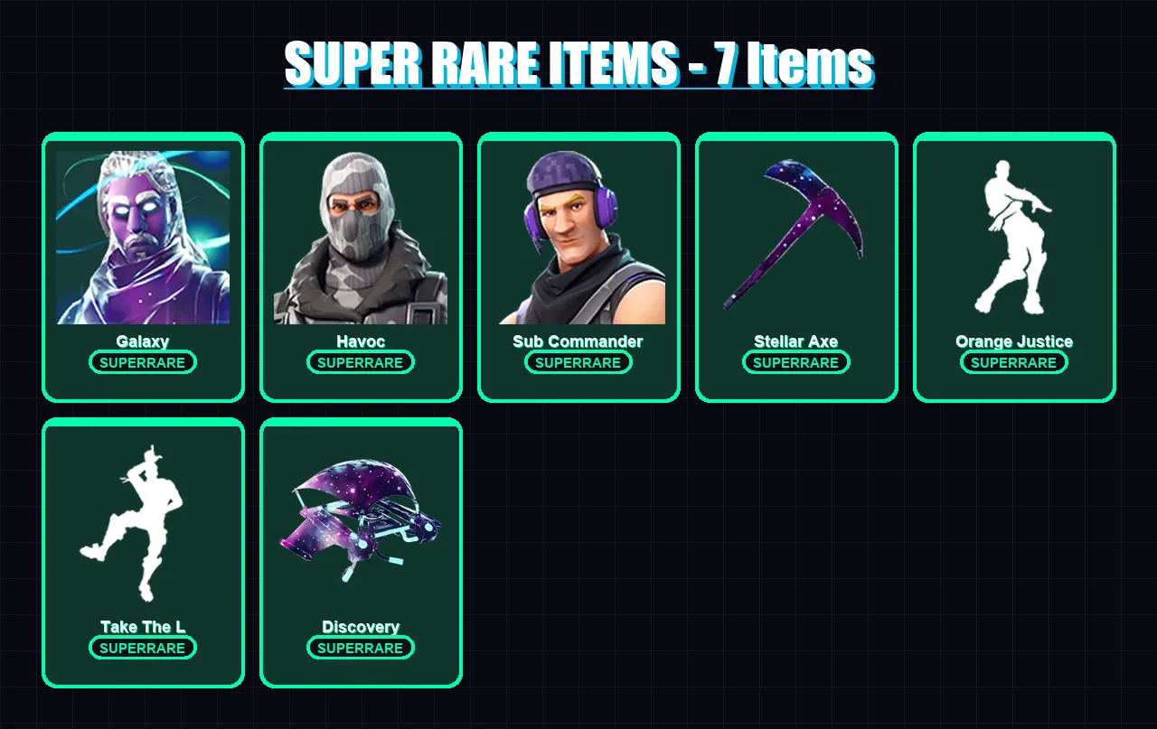 [PC/XBOX/PSN] | Galaxy | Havoc | Sub Commander | Drift | Carbide | 15 skin | 12 pickaxe | 25 emote | 16 glider | Lv218