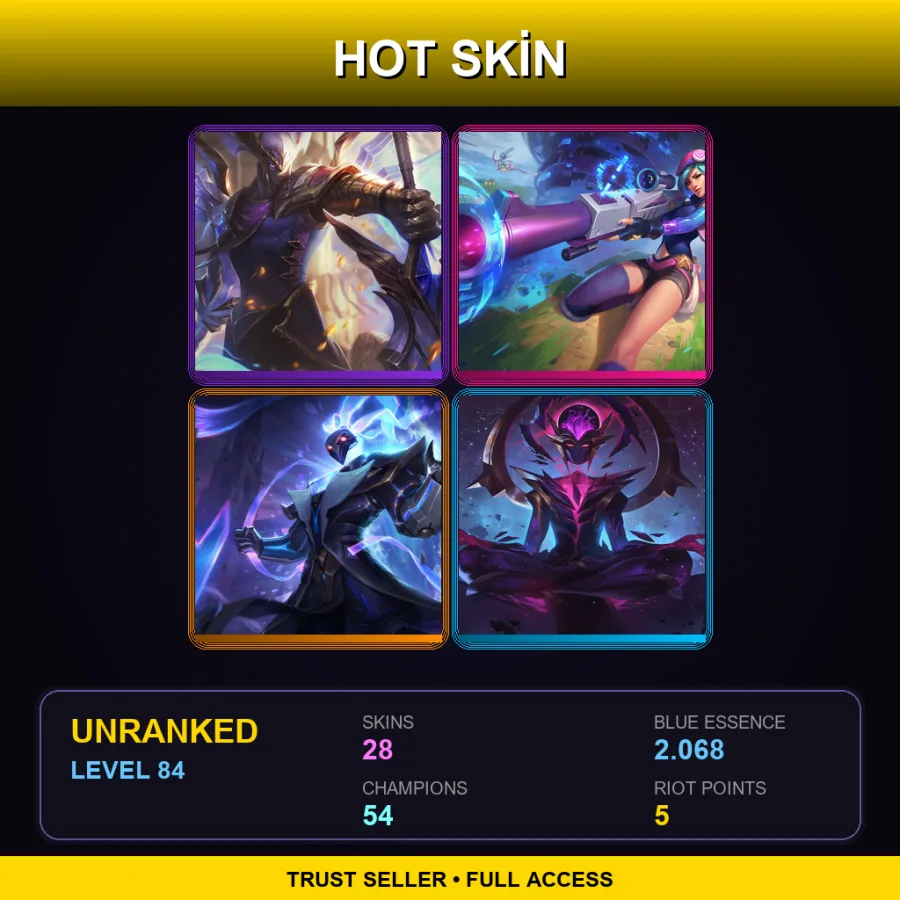 LAN | Lv84 | Unranked | 28 Skin | 54 Champ