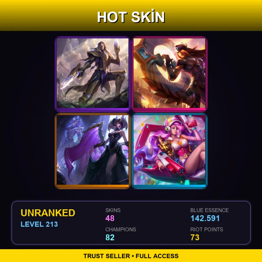 OCE | Lv213 | Unranked | 48 Skin | 82 Champ — LoL account