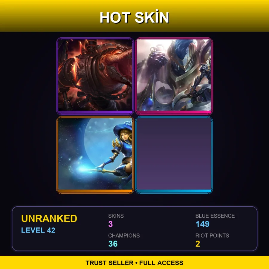 LAS | Lv42 | Unranked | 3 Skin | 36 Champ — LoL account