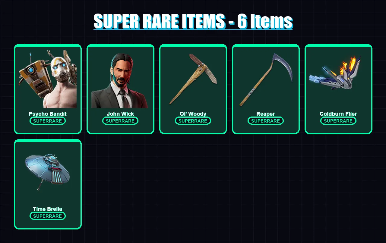 [PS4/PS5/XBOX/PC] | Psycho Bandit | John Wick | The Ageless | Era | Optimus Prime | 295 skin | 306 pickaxe | 209 emote | 158 glider | Lv3506
