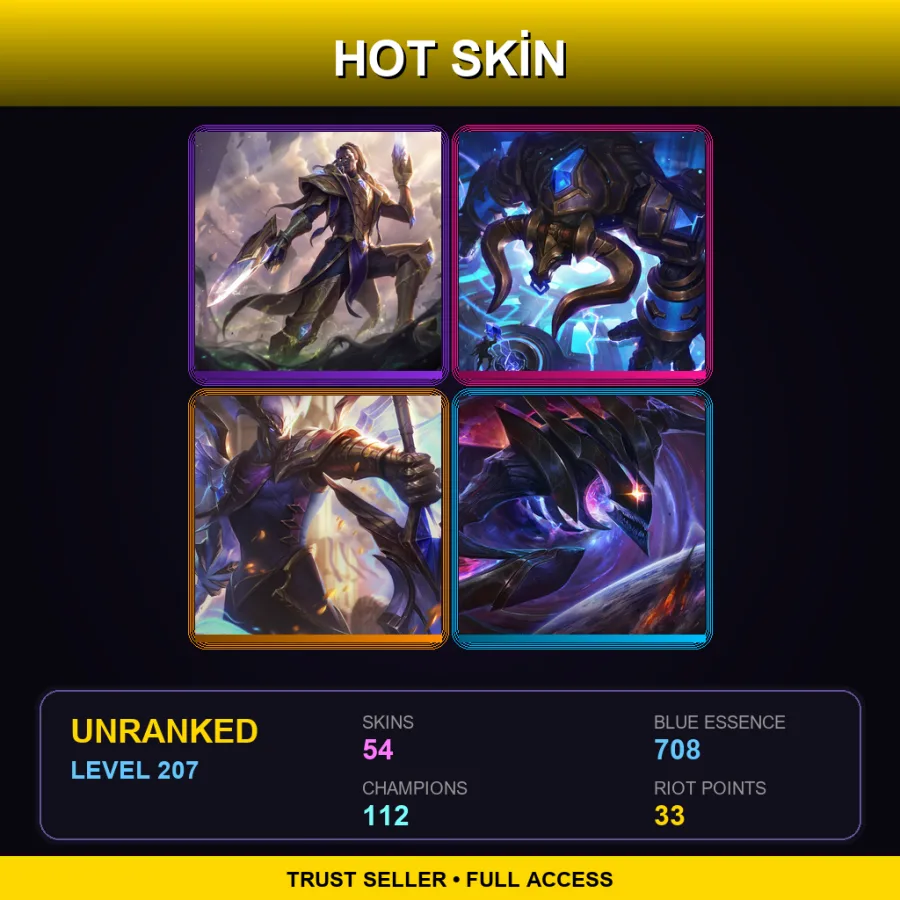 SG | Lv207 | Unranked | 54 Skin | 112 Champ