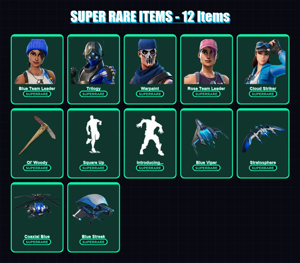 [PC/XBOX/PSN] | Blue Team Leader | Trilogy | Warpaint | Rose Team Leader | Cloud Striker | 23 skin | 25 pickaxe | 27 emote | 32 glider | Lv451 — Fortnite account