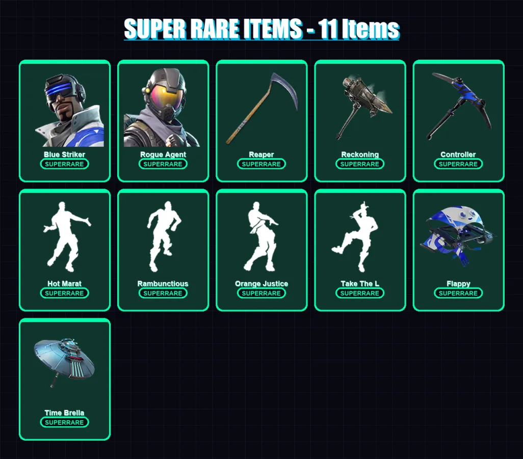 [PC/XBOX/PSN] | Blue Striker | Rogue Agent | Frozen Red Knight | Flytrap | Dark Voyager | 50 skin | 33 pickaxe | 55 emote | 40 glider | Lv595