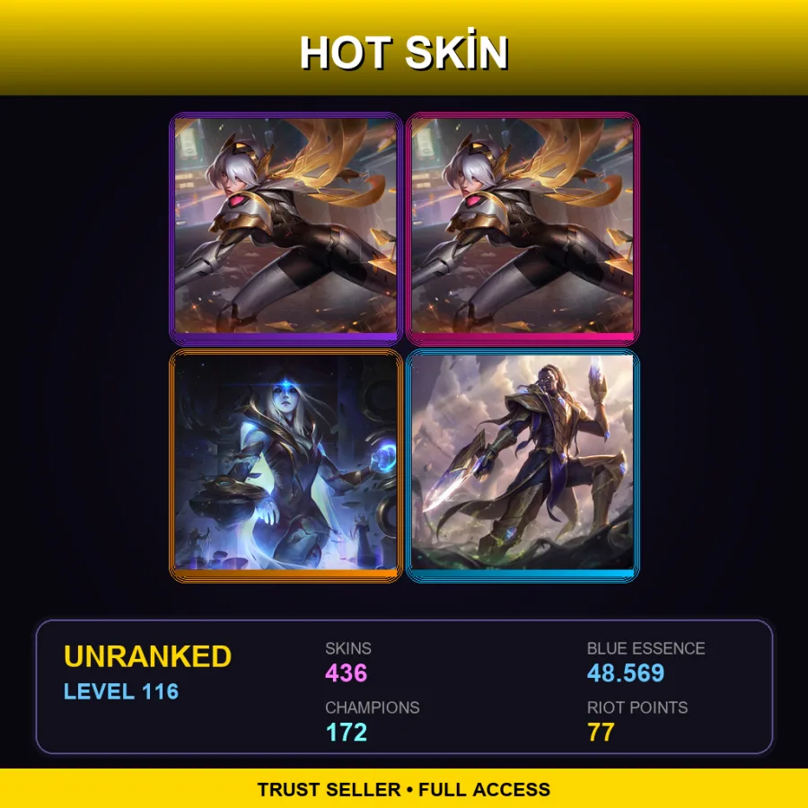 EUNE | Lv116 | Unranked | 436 Skin | 172 Champ — LoL account