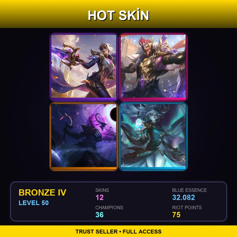EUW | Lv50 | Bronze IV | 12 Skin | 36 Champ — LoL account