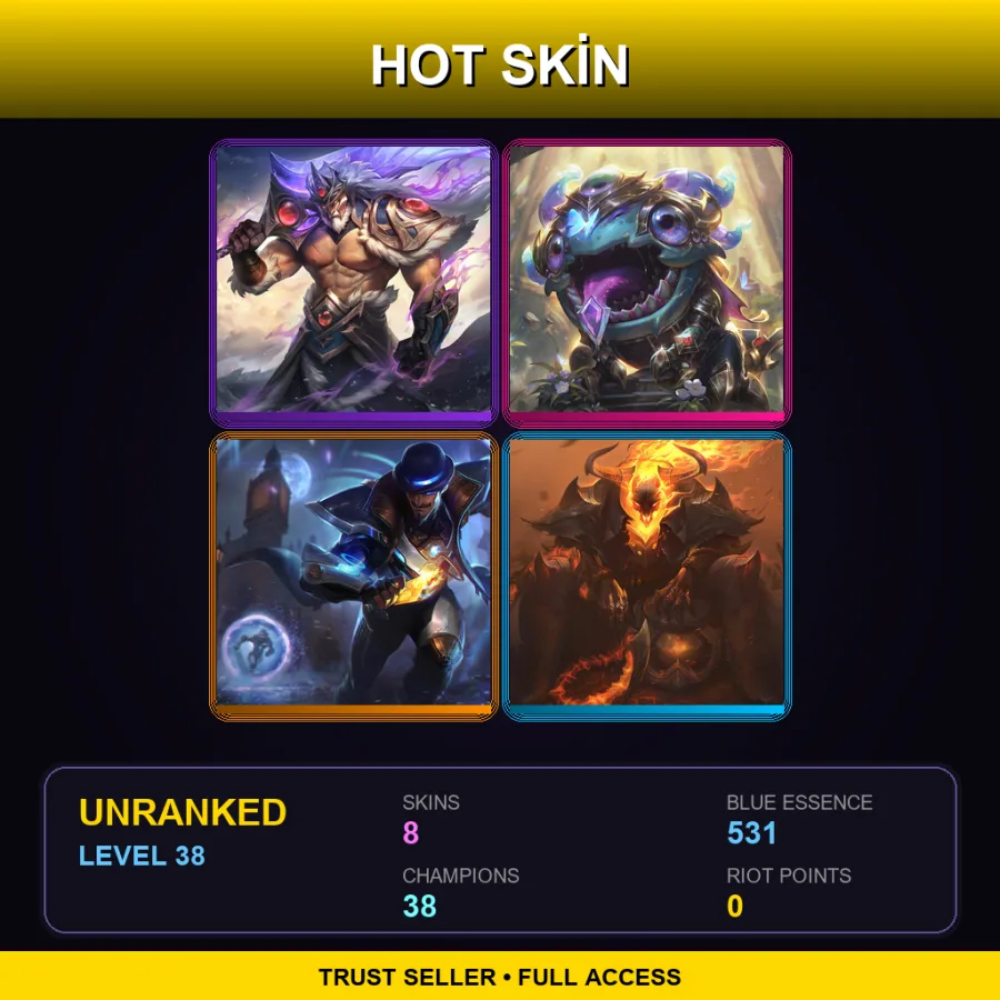 TR | Lv38 | Unranked | 8 Skin | 38 Champ