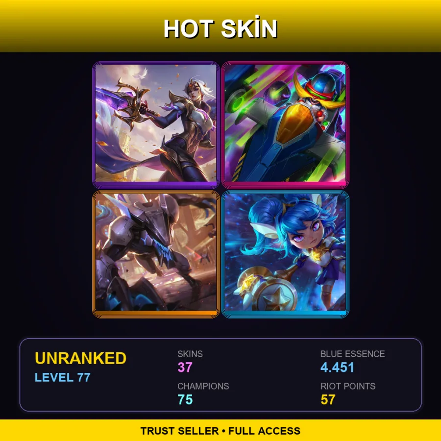 EUW | Lv77 | Unranked | 37 Skin | 75 Champ