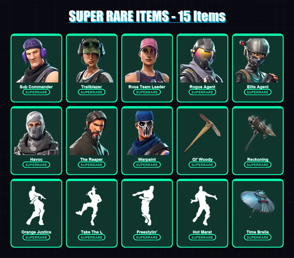 [PC/PSN] | Sub Commander | Trailblazer | Rose Team Leader | Rogue Agent | Elite Agent | 153 skin | 124 pickaxe | 118 emote | 130 glider | Lv1448
