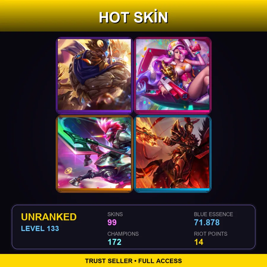 VN | Lv133 | Unranked | 99 Skin | 172 Champ
