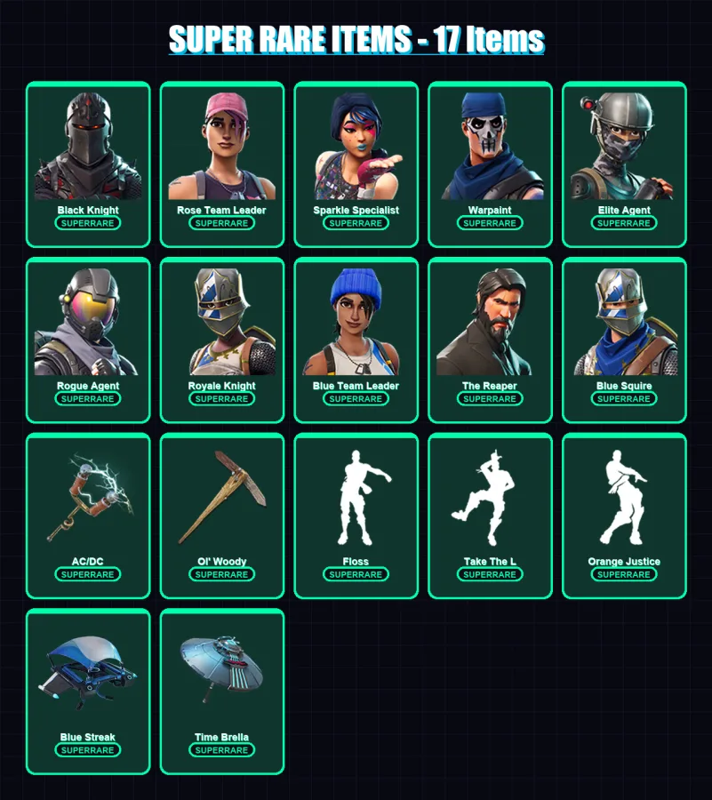 [PS4/PS5/XBOX/PC] | Black Knight | Rose Team Leader | Sparkle Specialist | 54 skin | Lv1462