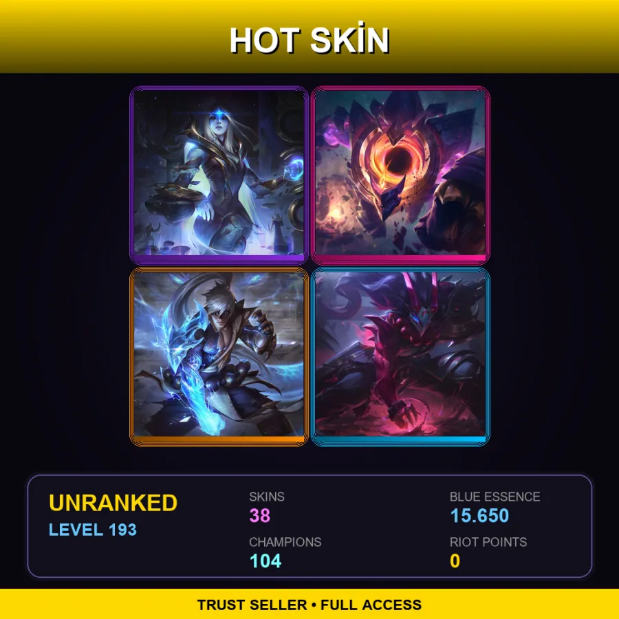 TR | Lv193 | Unranked | 38 Skin | 104 Champ