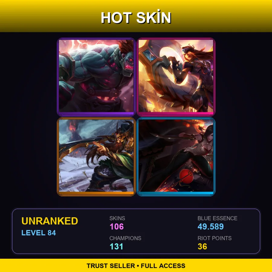 TR | Lv84 | Unranked | 106 Skin | 131 Champ — LoL account