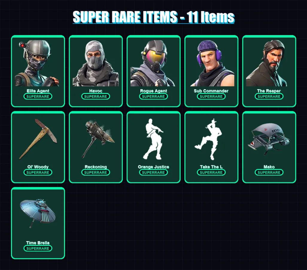 [PC/XBOX/PSN] | Elite Agent | Havoc | Rogue Agent | Sub Commander | The Reaper | 39 skin | 25 pickaxe | 45 emote | 32 glider | Lv478
