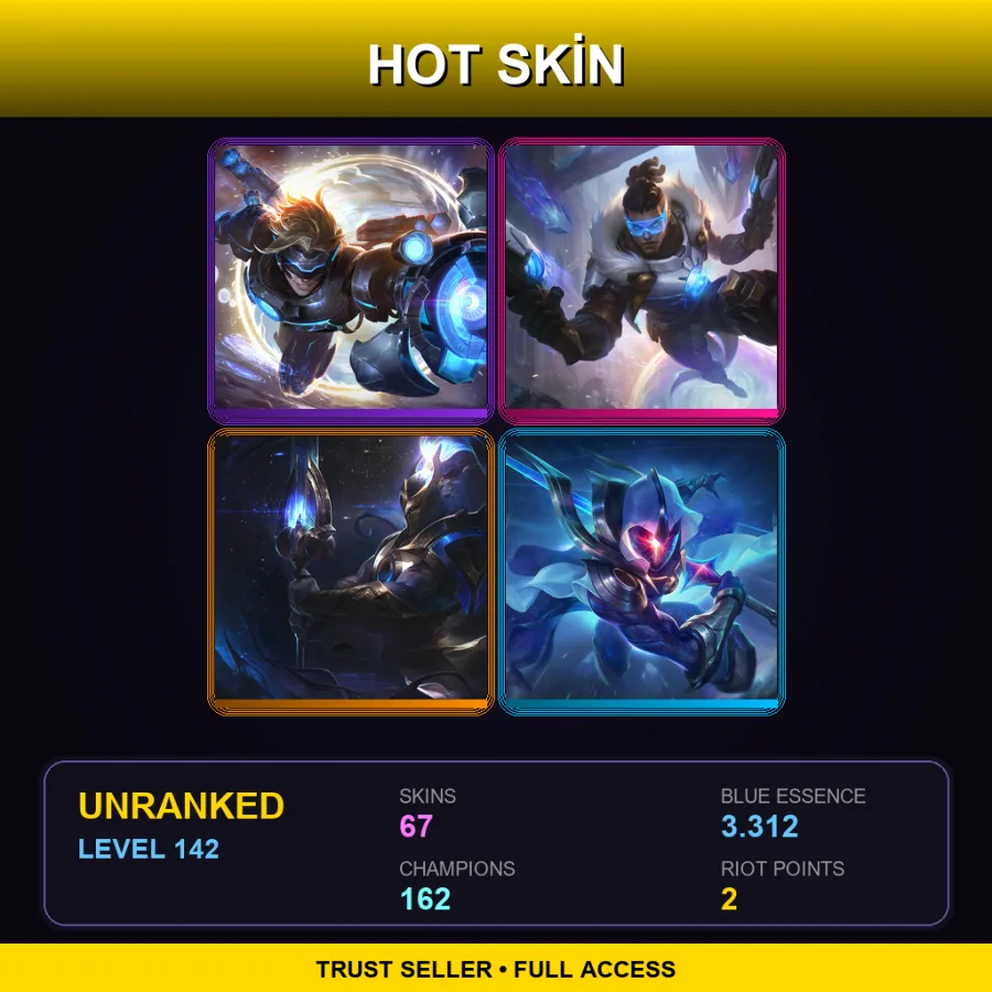 SG | Lv142 | Unranked | 67 Skin | 162 Champ — LoL account