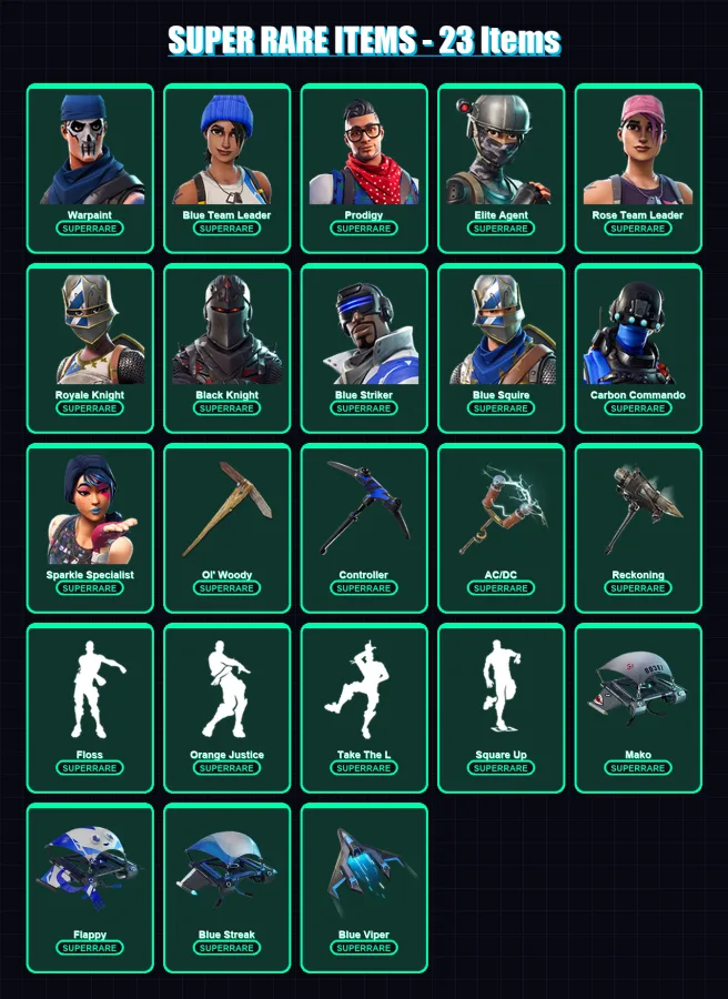 [PS4/PS5/XBOX/PC] | Warpaint | Blue Team Leader | Prodigy | Elite Agent | Rose Team Leader | 93 skin | 105 pickaxe | 106 emote | 104 glider | Lv1089 — Fortnite account