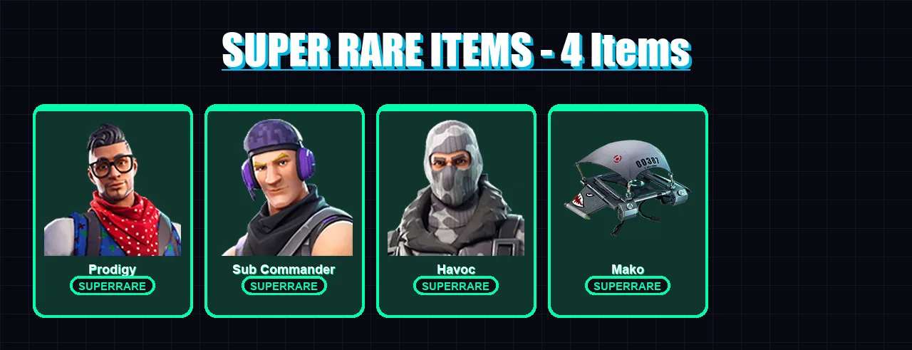 [PC] | Prodigy | Sub Commander | Havoc | Lt. Evergreen | Wooly Warrior | 5 skin | 7 pickaxe | 5 emote | 9 glider | Lv166
