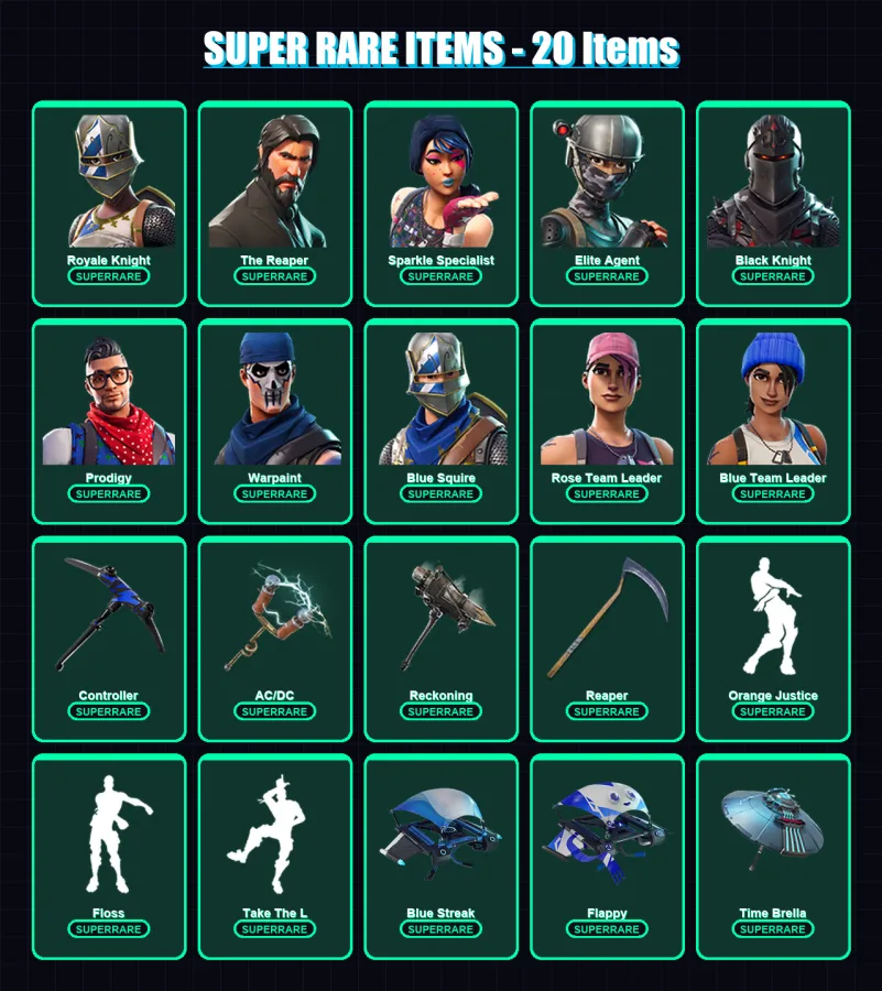 [PS4/PS5/PC] | Royale Knight | The Reaper | Sparkle Specialist | Elite Agent | Black Knight | 59 skin | 42 pickaxe | 52 emote | 48 glider | Lv622