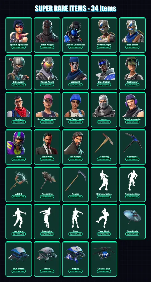 [PS4/PS5/XBOX/PC] | Sparkle Specialist | Black Knight | Carbon Commando | 109 skin | Lv800