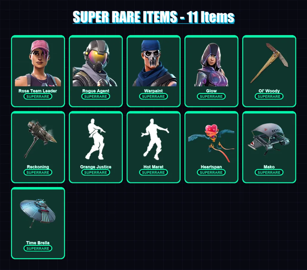 [PC/PSN] | Rose Team Leader | Rogue Agent | Warpaint | Glow | Calamity | 99 skin | 132 pickaxe | 152 emote | 133 glider | Lv2277