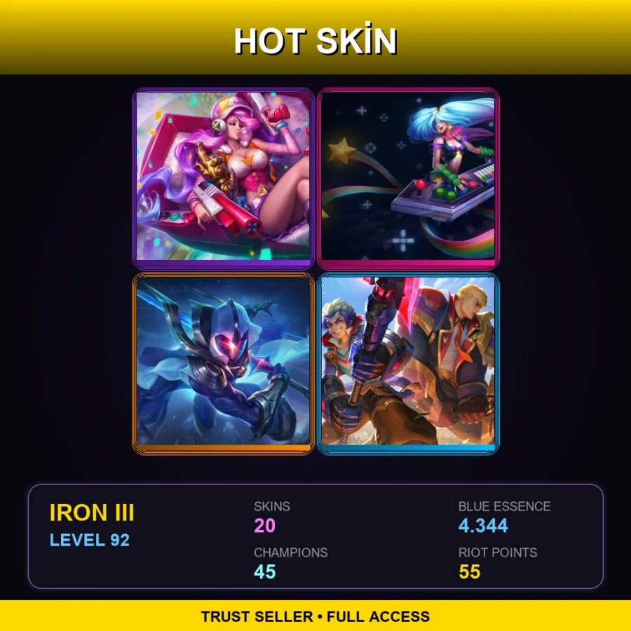 EUNE | Lv92 | Iron III | 20 Skin | 45 Champ
